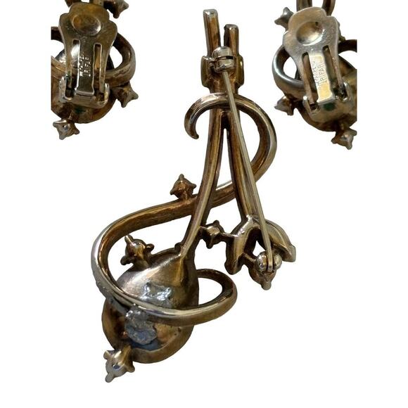 Vintage 1951 Trifari Alfred Philippe Gems Of India Brooch Earring Set Excellent - Picture 4 of 10